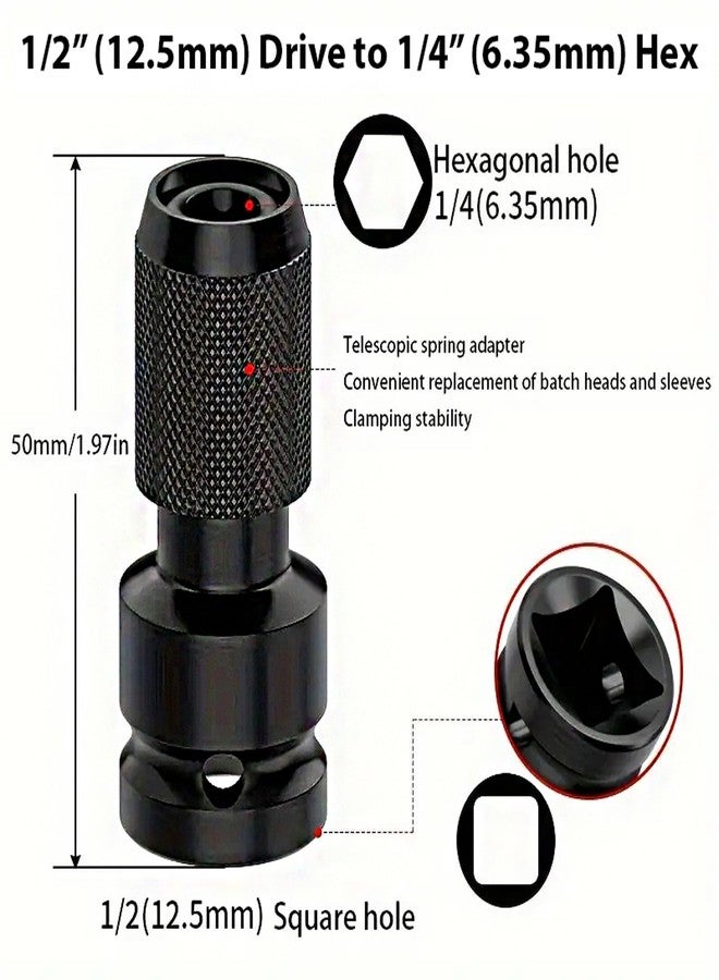 JPT حامل لقم مفك سريع الفك من JPT، محول من محرك مربع 1/2 بوصة إلى مقبس سداسي 1/4 بوصة، محول سريع الفك لمفتاح ربط الصدمات - Image 3